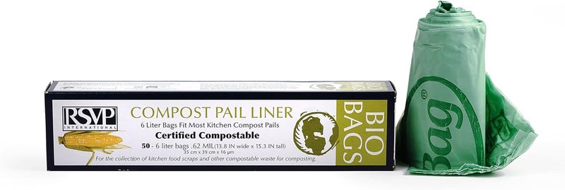 RSVP International BioBags for Compost Pails - 1 Gallon, 6L, 50-Count Compostable Bags - Image 1