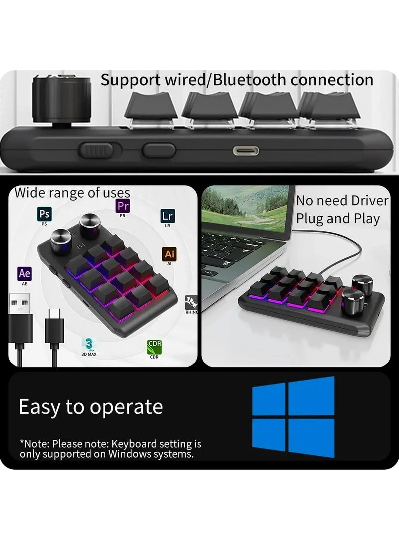 لوحة مفاتيح ألعاب ميكانيكية قابلة للتبديل السريع مع زر صغير و12 مفتاحًا ونسخ ولصق RGB ولوحة مفاتيح برمجة مخصصة بمقبضين وبلوتوث - Image 5