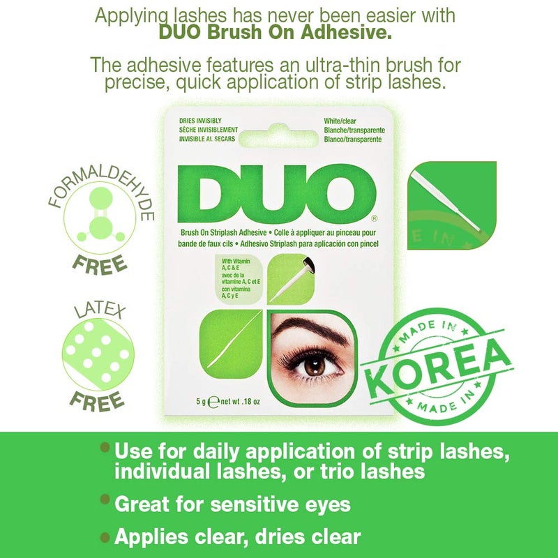 DUO Brush-On Clear Lash Glue â€“Waterproof Strip Lash Adhesive with Vitamins A, C & E, Long Lasting Eyelash Glue, 0.18 oz, 1 Pack - Image 2