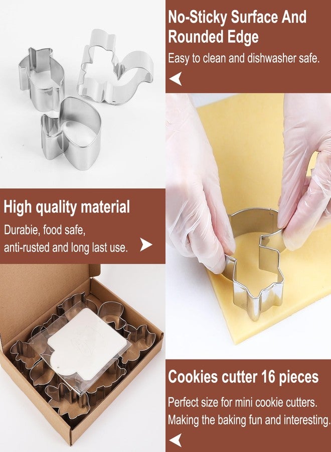 ZADE Woodland Cookie Cutters,Fox cookie cutter Leaf Mushroom Cartoon Animals Cookie Cutter Set Biscuit Sandwish Mold Stainless Steel Fondant Cutter, Pack of 16 - Image 3