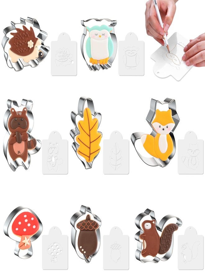 ZADE Woodland Cookie Cutters,Fox cookie cutter Leaf Mushroom Cartoon Animals Cookie Cutter Set Biscuit Sandwish Mold Stainless Steel Fondant Cutter, Pack of 16 - Image 1