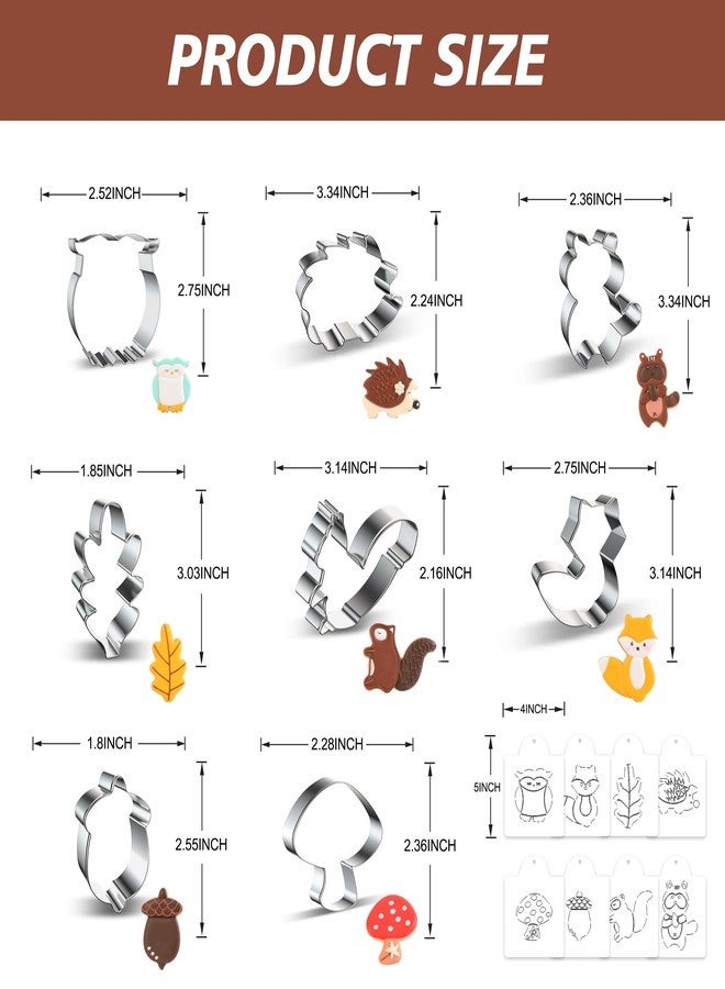 ZADE Woodland Cookie Cutters,Fox cookie cutter Leaf Mushroom Cartoon Animals Cookie Cutter Set Biscuit Sandwish Mold Stainless Steel Fondant Cutter, Pack of 16 - Image 2