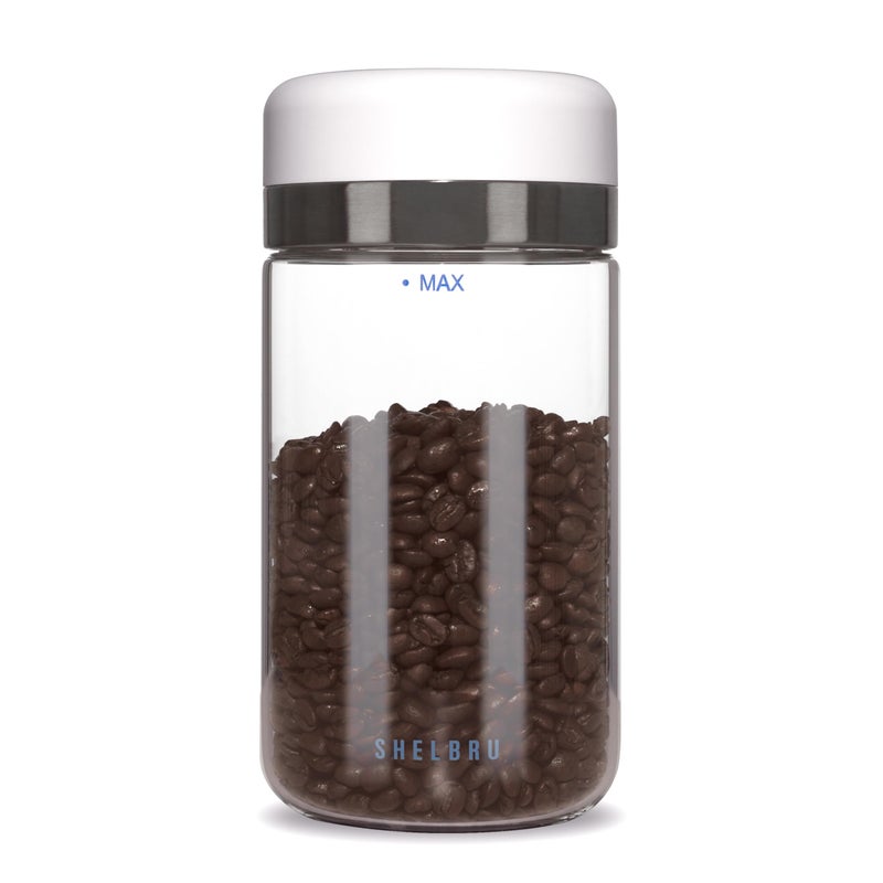 Shelbru Coffee Canister/Container with Electric Vacuum Seal - Airtight Storage Container for Whole & Ground Coffee Bean Storage - High Quality Borosilicate Glass Jar - Charging Cable Included - 10.5oz/250g - Image 1