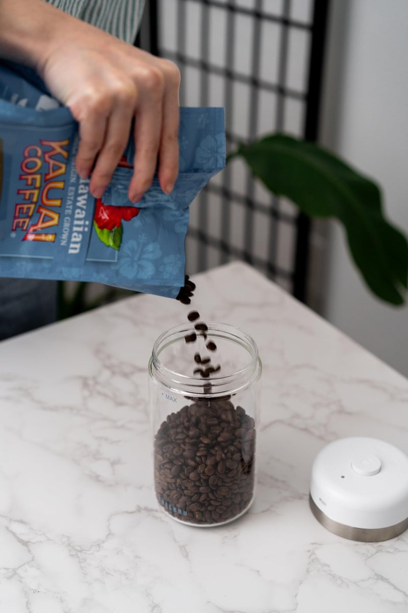 Shelbru Coffee Canister/Container with Electric Vacuum Seal - Airtight Storage Container for Whole & Ground Coffee Bean Storage - High Quality Borosilicate Glass Jar - Charging Cable Included - 10.5oz/250g - Image 5