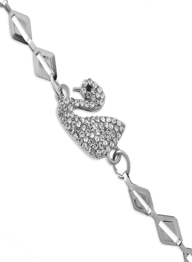 Memoir Brass Imitation Diamond studded Swan shaped Bracelet for Women girls teenagers, young women Fashion jewellery (BLBJ2267) - Image 2
