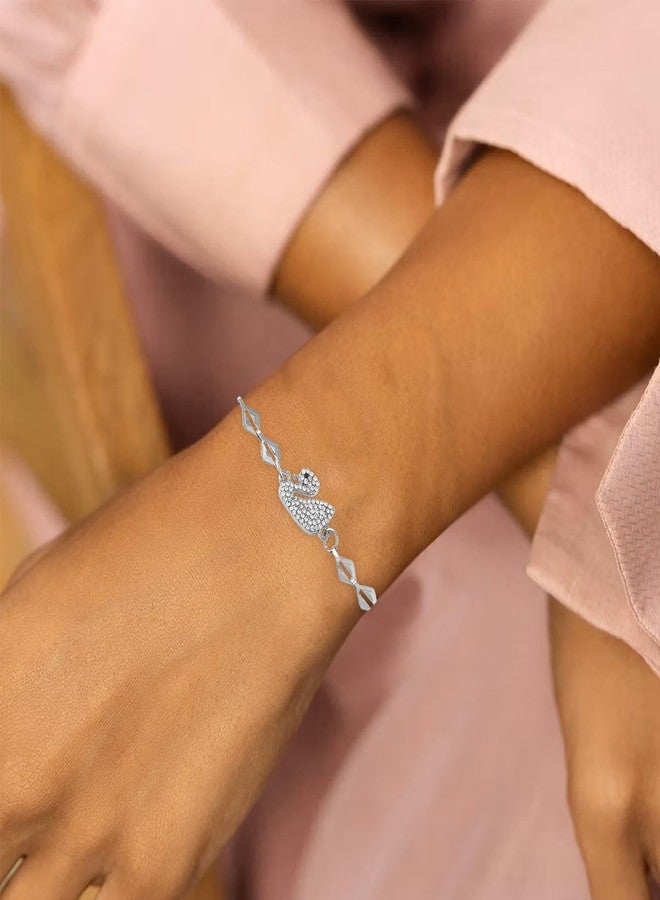 Memoir Brass Imitation Diamond studded Swan shaped Bracelet for Women girls teenagers, young women Fashion jewellery (BLBJ2267) - Image 3