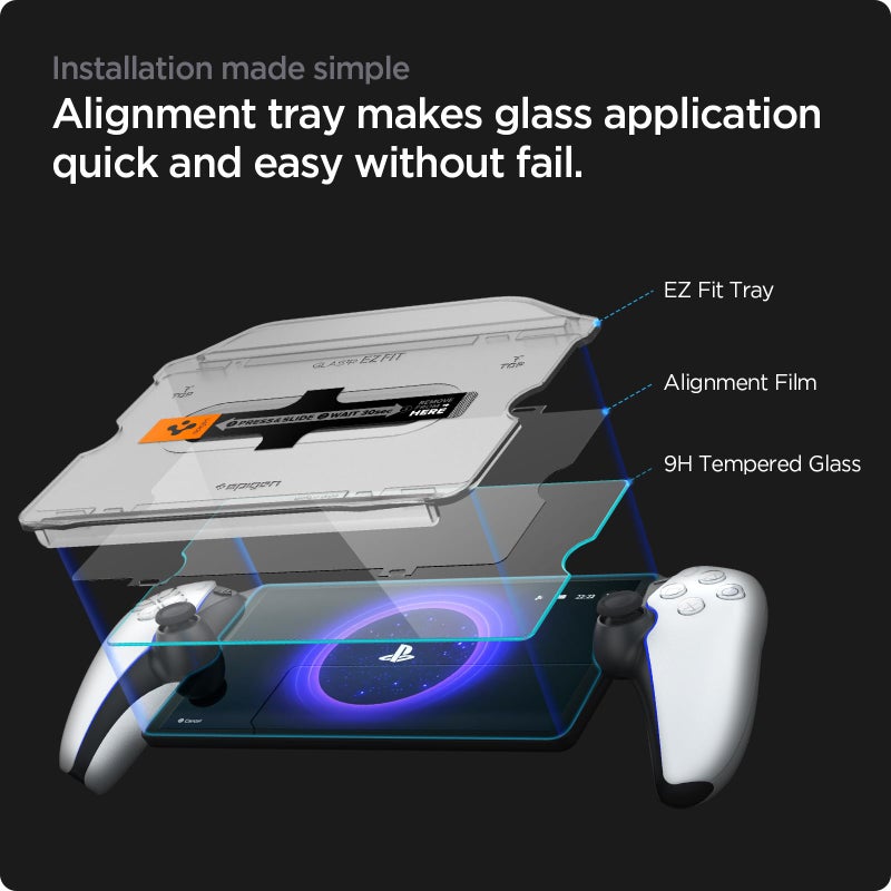 Spigen Tempered Glass Screen Protector [GlasTR EZ FIT] designed for PlayStation Portal Remote Player - 1 Pack - Image 2