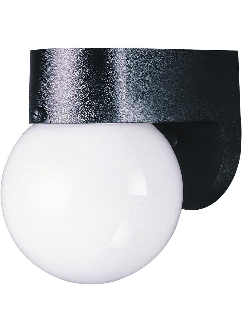 Westinghouse Westinghouse 6680300 Traditional OneLight Outdoor Wall Lantern Black Finish on Polycarbonate White Glass Globe  - Image 1