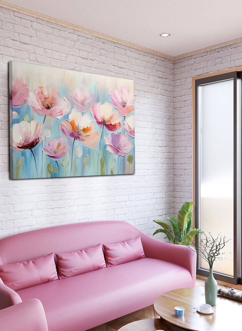 لوحة كانفاس على إطار خشبي بتصميم زهور - Image 1