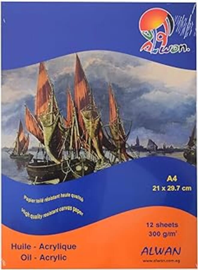 Alwan Drawing Fine Paper Sketch, 300 Gm, A4, 12 Sheets - Multicolor Als-103-Sketch-Book-12-Multicolor