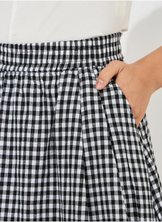 ستايلي Gingham Check A-Line Midi Skirt
