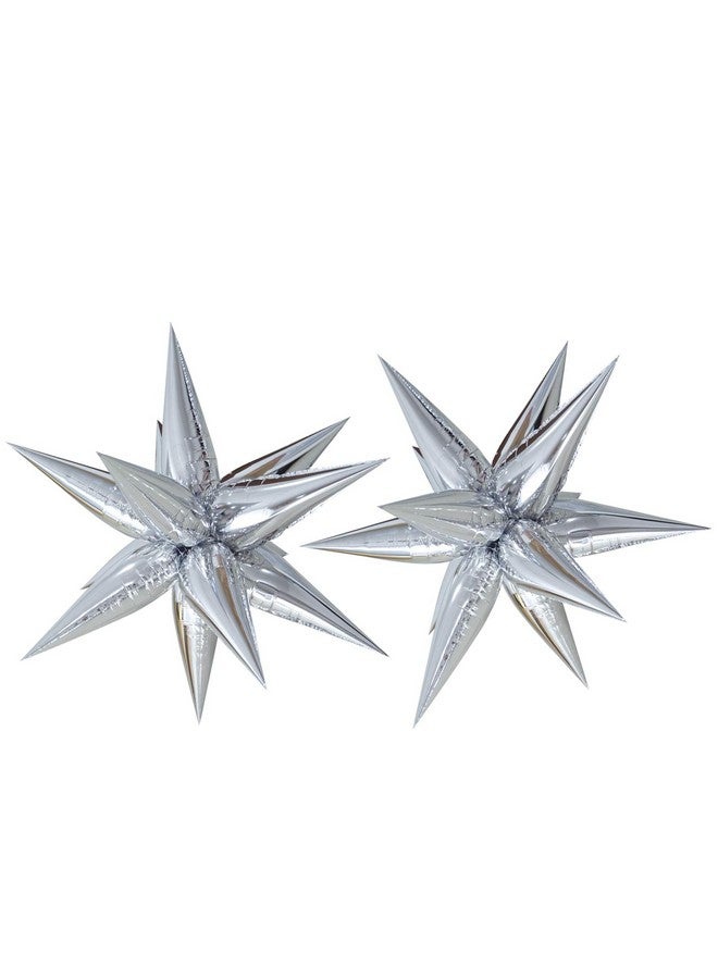 Tellpet Star Balloons Foil Balloon For Birthday Bachelorette Engagement Wedding Party 2Pcs Large Silver Balloon - Image 1