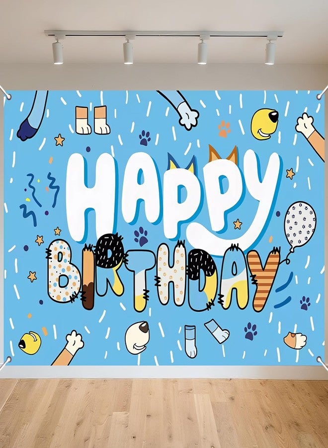 BOBORAT 39.4 * 59Inch Blue Dog Birthday Backdrop, Birthday Party Decoration Background, Cute Cartoon Animal Theme Photo Banner for Kid, Adult (Style B) - Image 1
