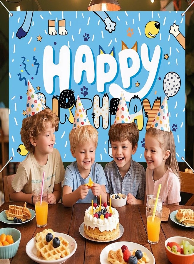 BOBORAT 39.4 * 59Inch Blue Dog Birthday Backdrop, Birthday Party Decoration Background, Cute Cartoon Animal Theme Photo Banner for Kid, Adult (Style B) - Image 4