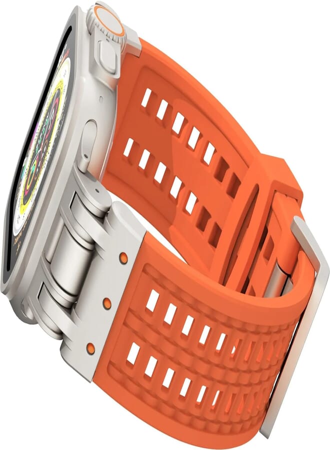 Next Next Store Double Claw Soft Silicone Strap | 49mm 45mm 44mm 42mm Ultra Straps with Durable Metal Connector Compatible with Iwatch ultra2|1|2|3|4|5|6|7|8|9|SE Soft Silicone Rubber Bands