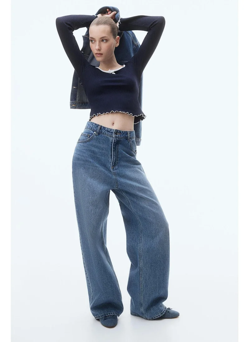 H&M Overlock-detail ribbed top