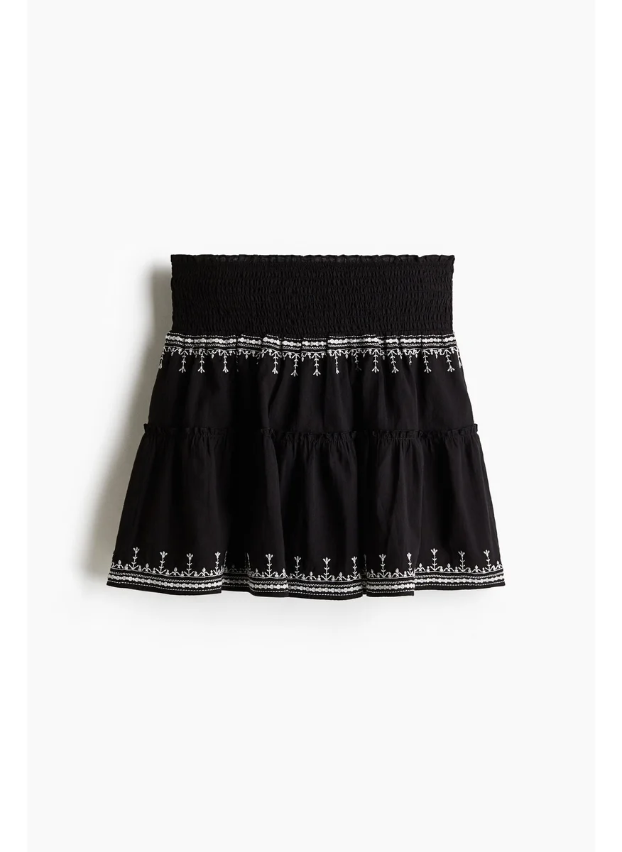 H&M Embroidered Cotton Skirt