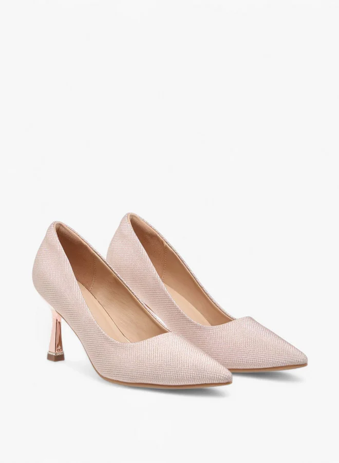 Flora Bella By Shoexpress Flora Bella Textured Slip-On Pointed Toe Pumps With Stiletto Heels
