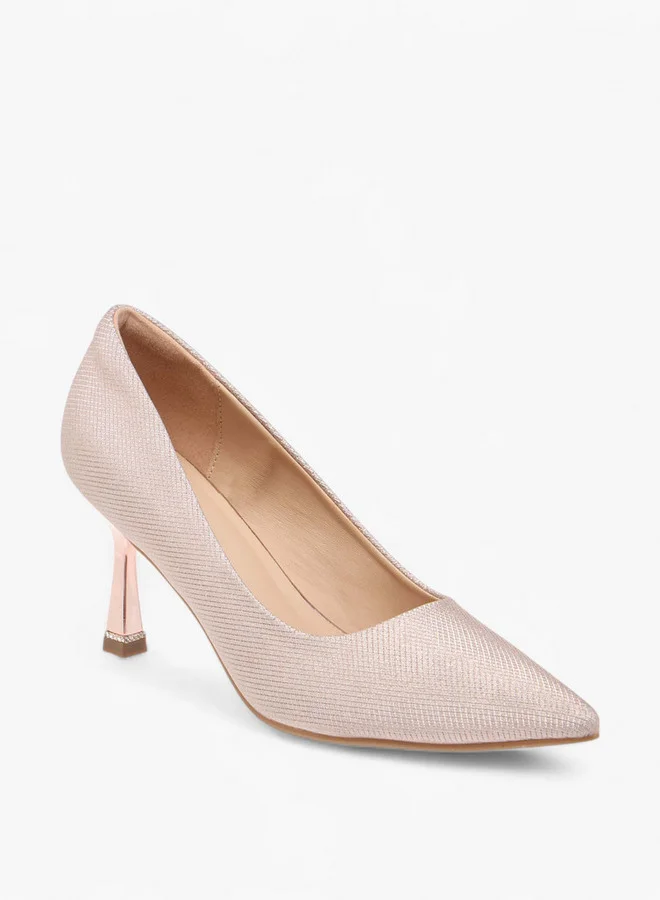 Flora Bella By Shoexpress Flora Bella Textured Slip-On Pointed Toe Pumps With Stiletto Heels