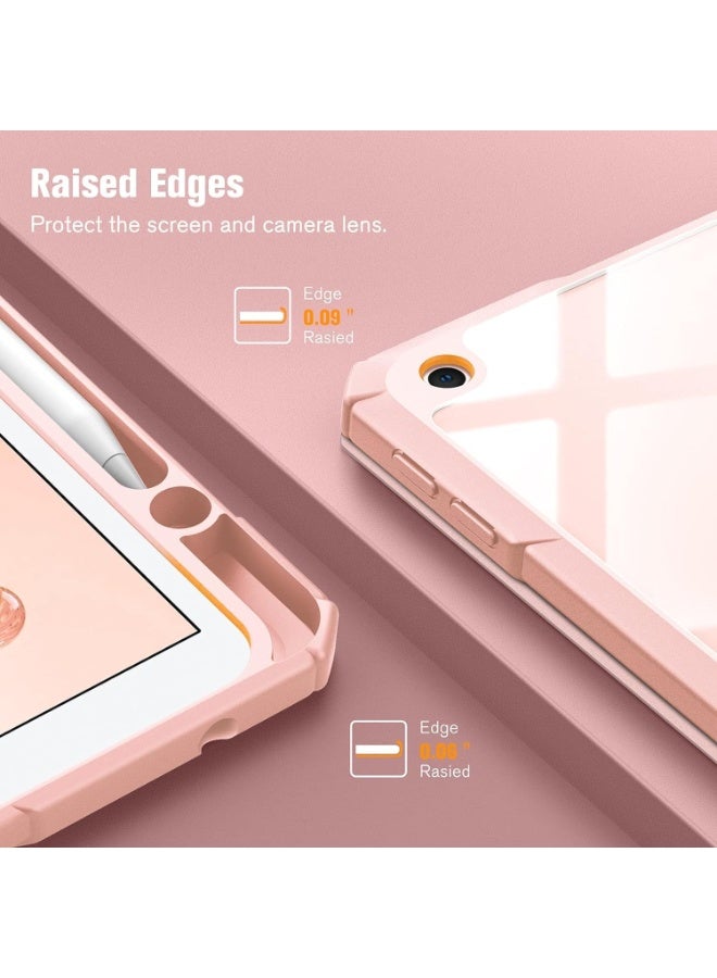 Case for iPad 10.2-Inch (9th/8th/7th Generation, 2021/2020/2019),Clear Shockproof Back Cover Built-in Pencil Holder,Auto Sleep/Wake (Pink) - Image 5