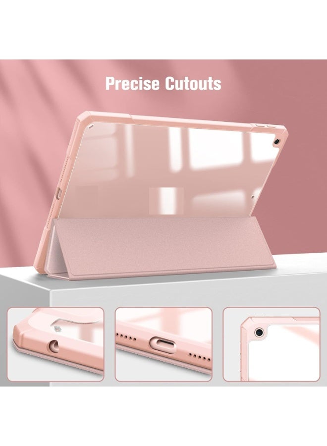 Case for iPad 10.2-Inch (9th/8th/7th Generation, 2021/2020/2019),Clear Shockproof Back Cover Built-in Pencil Holder,Auto Sleep/Wake (Pink) - Image 3