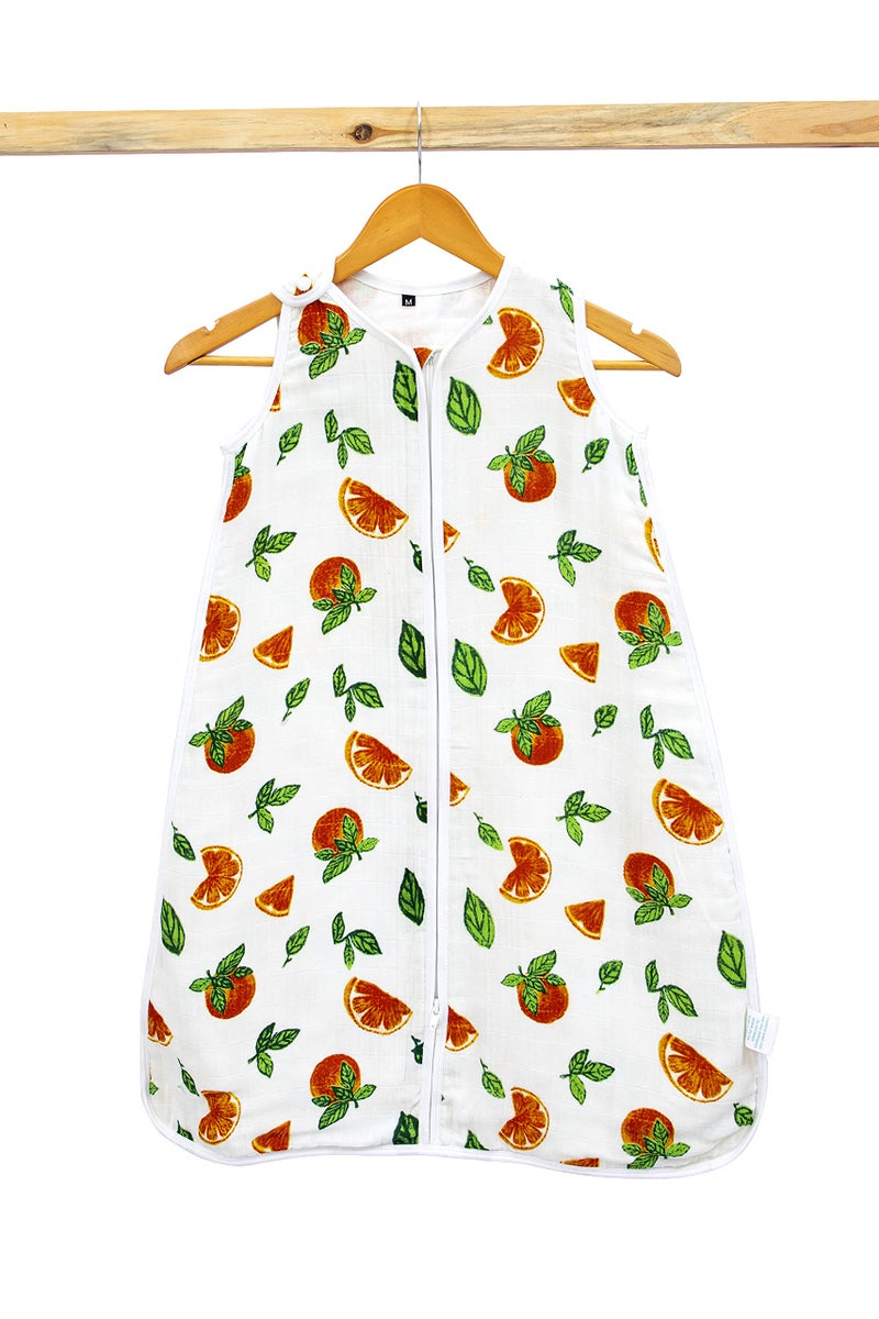 Theoni 100% Organic Cotton Muslin Sleeping Bag/Sleeping Sack for Newborn 0-6 Months Baby - Orange Blossoms - Image 3