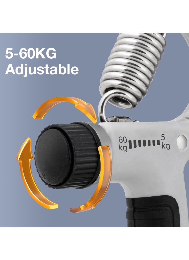 Deli Agnite Er022 Adjustable Hand Grip Strengthener – 5-60Kg Resistance, Mechanical Counter, Non-Slip Handle, And Heavy-Duty Spring For Forearm, Wrist & Finger Exercise, Black Color.  - Image 3