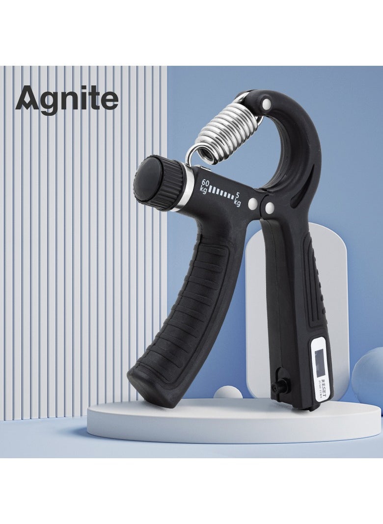 Deli Agnite Er022 Adjustable Hand Grip Strengthener – 5-60Kg Resistance, Mechanical Counter, Non-Slip Handle, And Heavy-Duty Spring For Forearm, Wrist & Finger Exercise, Black Color.  - Image 2