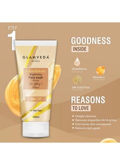 Glamveda Glutathione Skin Perfecting Brightening & Dark Spots Removal 4 Steps Skincare Routine ( Face Wash + Face Cream + Face Serum + Body Lotion )  - Image 2