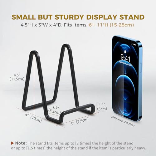 DIDUDIDU Plate Holder Easel Display Stand - 4.5 inch Metal Plate Stands for Display - Tabletop Picture Stand - Black Iron Easels for Display Pictures | Photo Frames | Book | Decorative Plates | Plaque - 1 Pack - Image 2