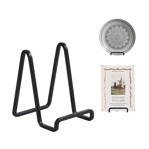 DIDUDIDU Plate Holder Easel Display Stand - 4.5 inch Metal Plate Stands for Display - Tabletop Picture Stand - Black Iron Easels for Display Pictures | Photo Frames | Book | Decorative Plates | Plaque - 1 Pack - Image 1