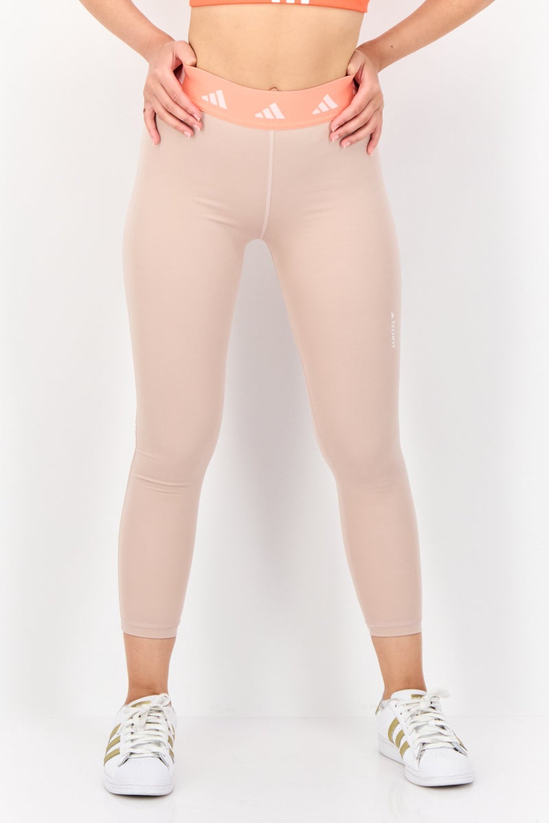 Adidas Women Tight Fit Training Leggings, Beige - Image 1