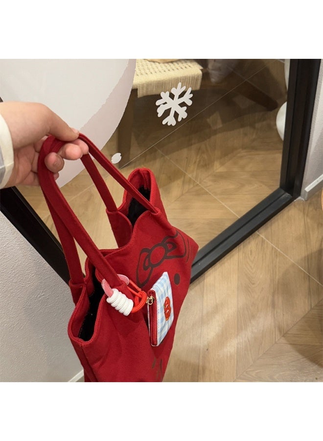 حقيبة قماش، حجم كبير، تصميم بسيط، سميكة ومقاومة، مناسبة للطلاب والفتيات (باستثناء الزينة) - Image 5