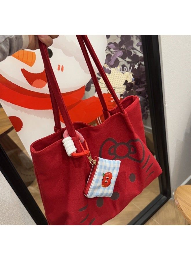 حقيبة قماش، حجم كبير، تصميم بسيط، سميكة ومقاومة، مناسبة للطلاب والفتيات (باستثناء الزينة) - Image 2