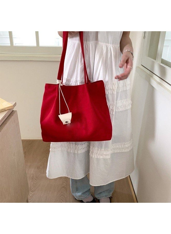 Canvas Bag, Large Size, Simple Design, Thick and Durable, Suitable for Students and Girls (Excluding Charms) - Image 1