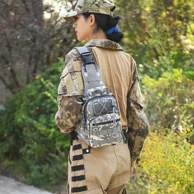 Viriber Tactical Backpack, Waterproof Military Cross-body Molle Sling Shoulder Backpack Chest Bag for Outdoor Every Day Carry Camouflage C - Image 5
