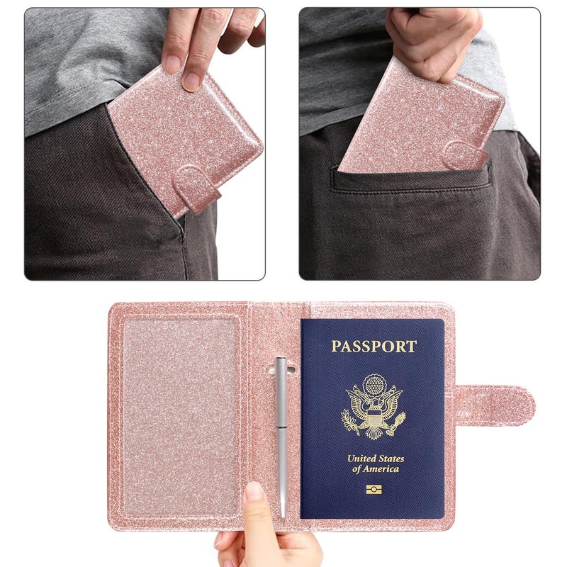 ACdream Unisex Faux Leather Passport and Vaccine Card Holder, Glitter Rose, RFID Blocking, 20 x 3.5 x 2.5 in - Image 4