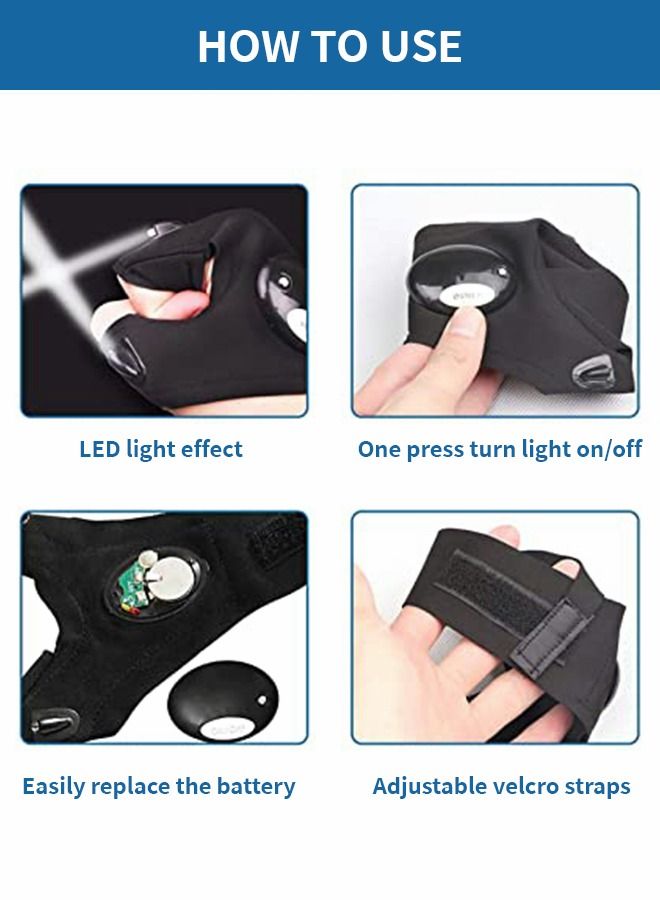 GROIC 1 Pair Led Flashlight Gloves Half Finger Gloves with Lights Night Fishing Gloves Night Running Lights Gloves Dad Men Gift - Image 4