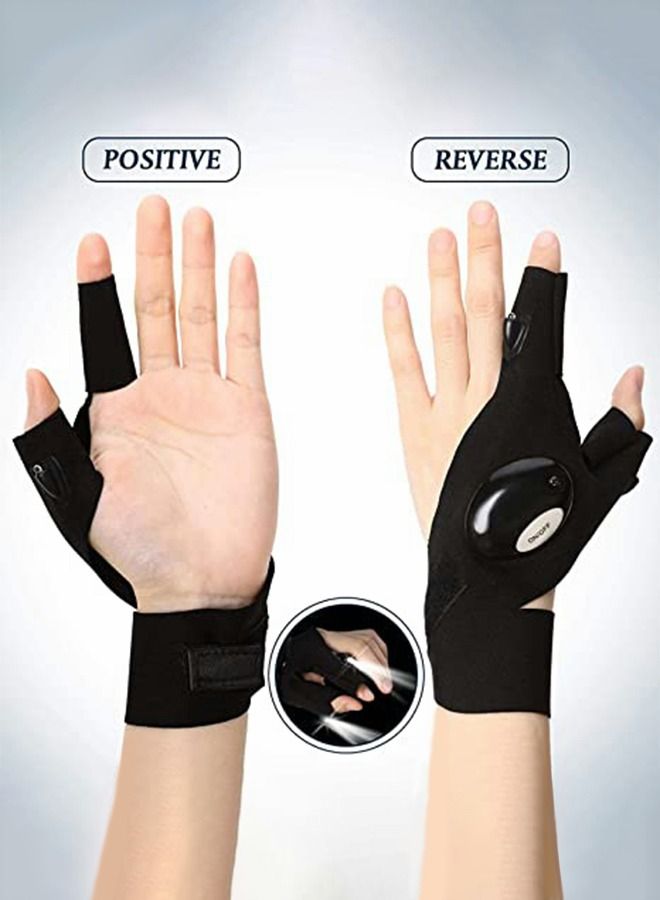 GROIC 1 Pair Led Flashlight Gloves Half Finger Gloves with Lights Night Fishing Gloves Night Running Lights Gloves Dad Men Gift - Image 2