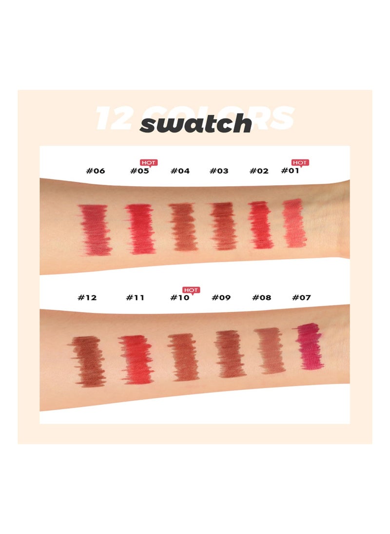 12 Colors Matte Lip Liner Pencil Set - Image 3