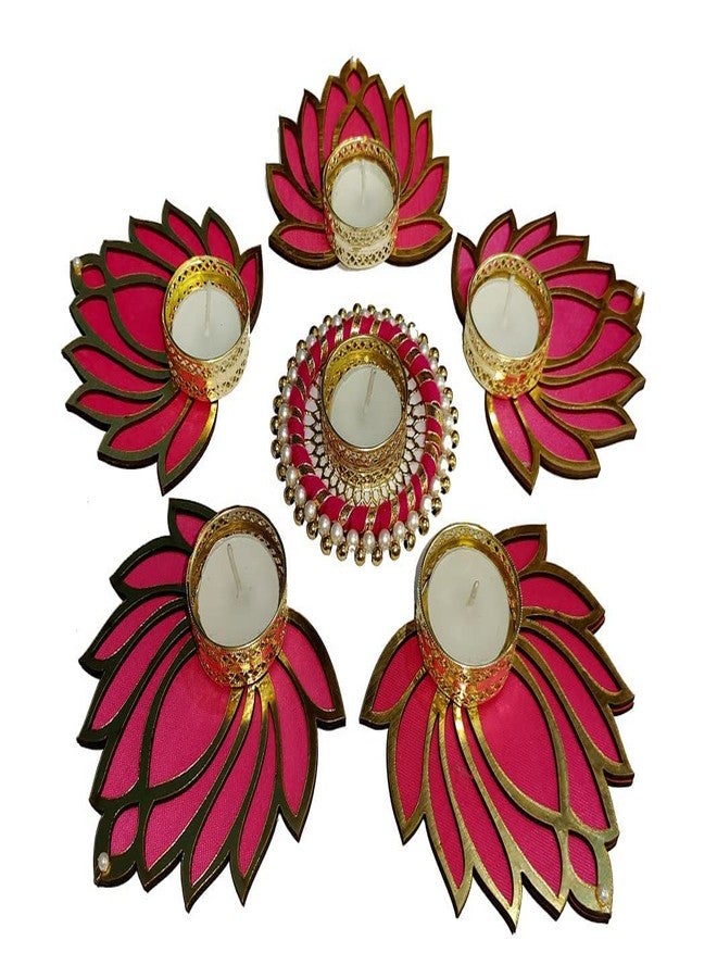 Anishop Handmade Lotus Floor Decoration Reusable Rangoli for Puja Decor|Tealight Candle Holder|Lotus Diya for Pooja, Festival Decor 6 pcs|Lamp Temple Decoration|Lotus Deepam for Goddess - Image 3