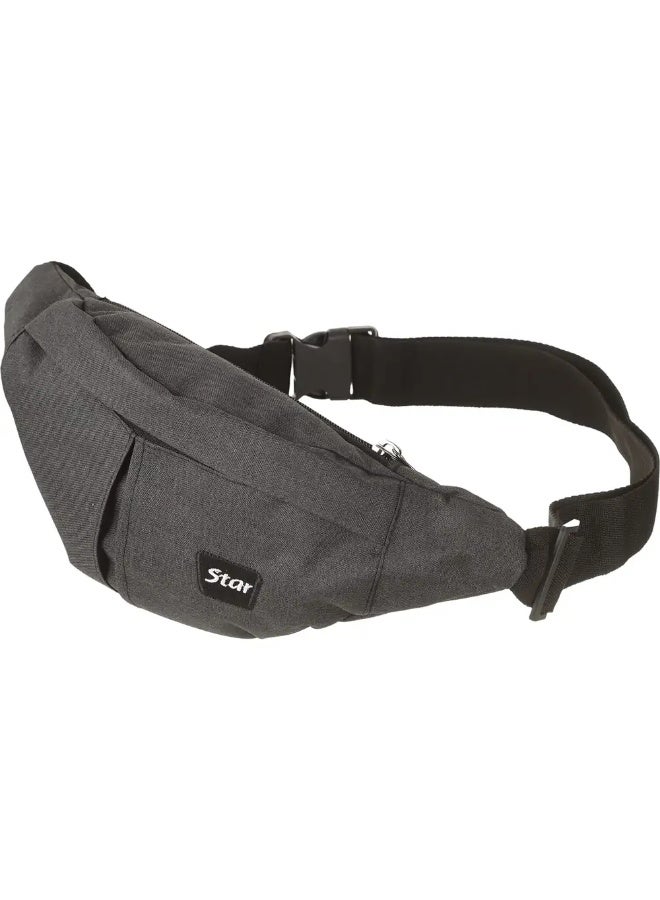 شنطة وسط قماش للرجال ستار، 15×33 سم، 2 سوستة - رمادي داكن - Image 1