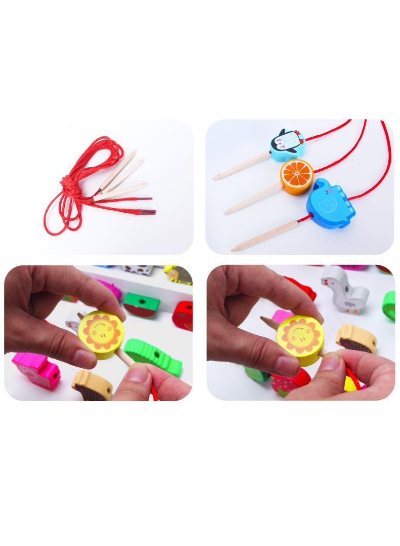 Y&D Children's Wooden Puzzle String Beaded Toy Set - Animal & Fruit Themed Montessori Toy for Toddlers 1-6 Years | Fine Motor Skills & Cognitive Development - Image 5