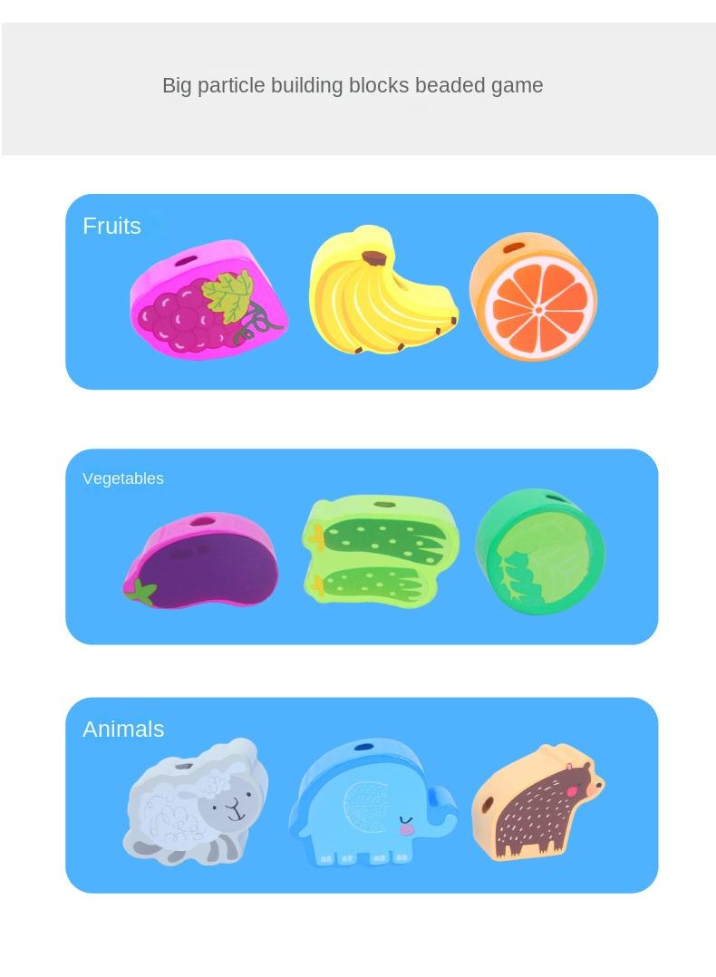 Y&D Children's Wooden Puzzle String Beaded Toy Set - Animal & Fruit Themed Montessori Toy for Toddlers 1-6 Years | Fine Motor Skills & Cognitive Development - Image 4