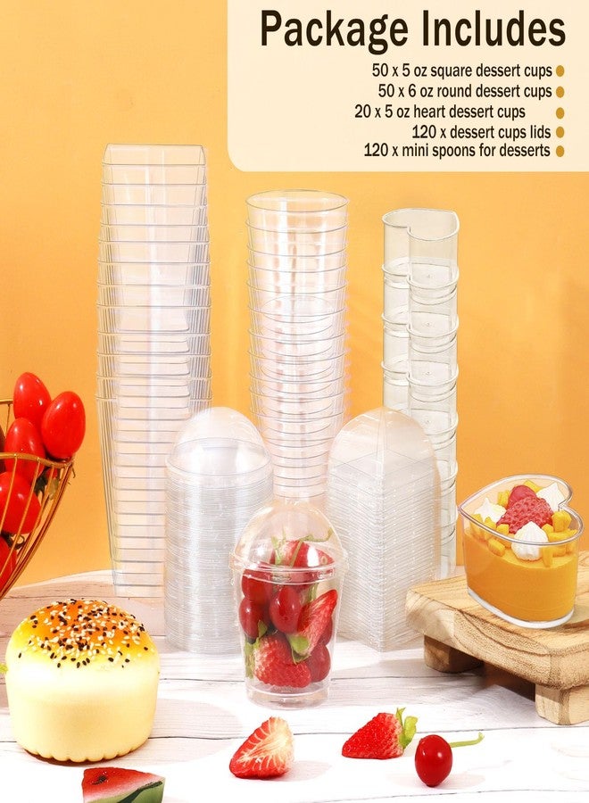 ALEXPRE 360 Pack 5oz 6oz Dessert Cups with Lids and Spoons, 3 Styles Clear Plastic Appetizer Cups Disposable Party Mini Parfait Cups for Serving Fruit Trifle Mousse Ice Cream and Pudding Dessert Cups - Image 3