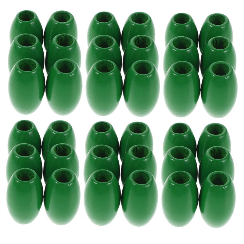 Large Green Wooden Barrel Beads 60pcs Natural Hemu Wood Spacer Beads For DIY Jewelry Making - Image 2