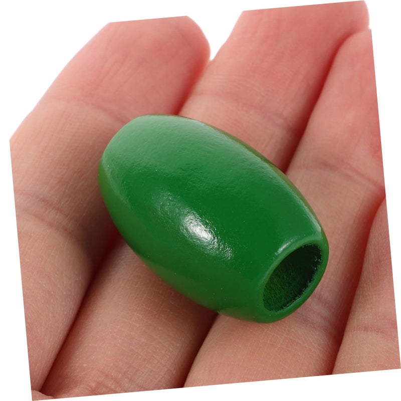 Large Green Wooden Barrel Beads 60pcs Natural Hemu Wood Spacer Beads For DIY Jewelry Making - Image 5