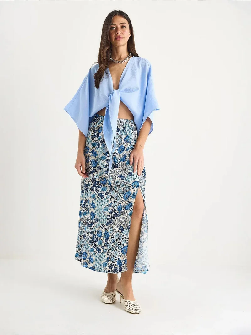 بيانكو لوتشي تنورة ماكسي لوكسي بنقشة زهور وفتحة