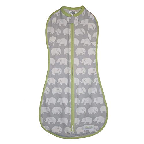 Woombie Convertible Baby Swaddle Blanket, Converts to Wearable Blanket for Babies Up to 3 Months, Stardust Elephant, 5-13 lbs, Gray - Image 1