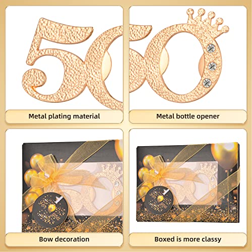 KaGrbves 50 Packs 50 Bottle Openers for 50th Birthday Party Favors Gifts or Souvenirs for Guests 50th Wedding Anniversary Party Favor Gold and Black Theme Party Decorations (50) - Image 3